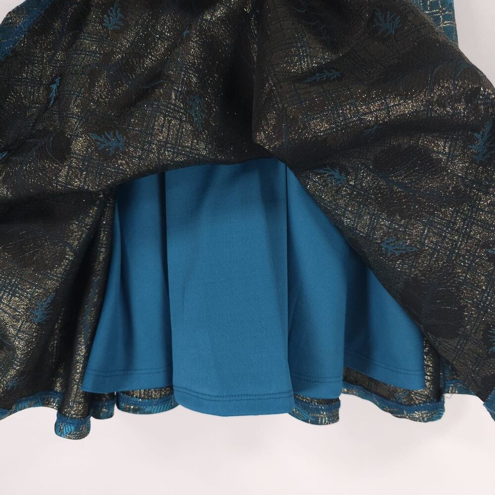 MISS BEHAVE GIRLS New Dress 12 Metallic Turquoise Fit Flare Pleated Stephanie - Picture 11 of 14